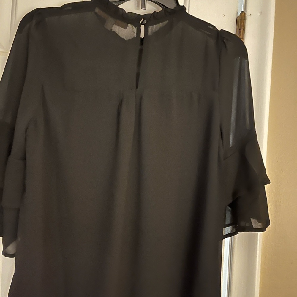 Black mesh blouse with sheer sleeves - Picture 2 of 3